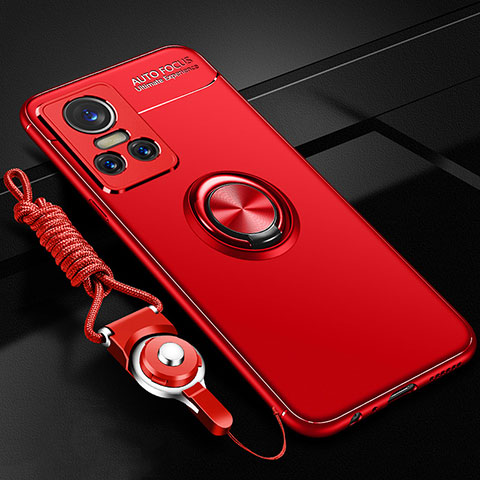 Custodia Silicone Ultra Sottile Morbida Cover con Magnetico Anello Supporto SD3 per Realme GT Neo3 5G Rosso
