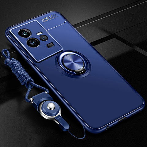 Custodia Silicone Ultra Sottile Morbida Cover con Magnetico Anello Supporto SD3 per Vivo iQOO 11 5G Blu