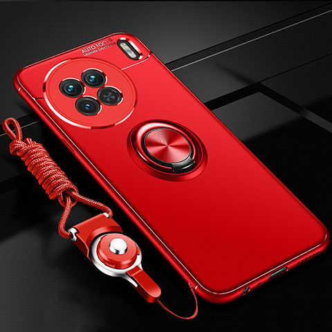 Custodia Silicone Ultra Sottile Morbida Cover con Magnetico Anello Supporto SD3 per Vivo X90 5G Rosso