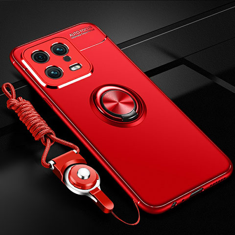Custodia Silicone Ultra Sottile Morbida Cover con Magnetico Anello Supporto SD3 per Xiaomi Mi 13 5G Rosso