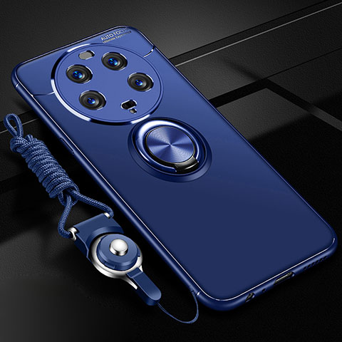 Custodia Silicone Ultra Sottile Morbida Cover con Magnetico Anello Supporto SD3 per Xiaomi Mi 13 Ultra 5G Blu