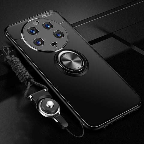 Custodia Silicone Ultra Sottile Morbida Cover con Magnetico Anello Supporto SD3 per Xiaomi Mi 13 Ultra 5G Nero