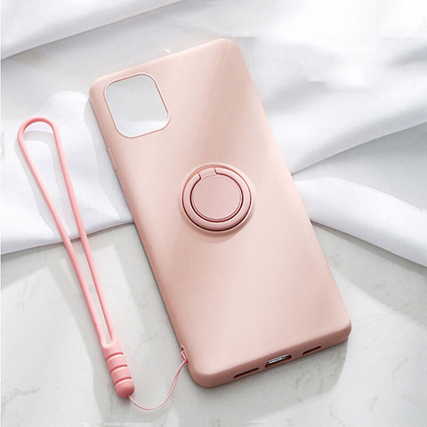 Custodia Silicone Ultra Sottile Morbida Cover con Magnetico Anello Supporto T01 per Apple iPhone 11 Rosa