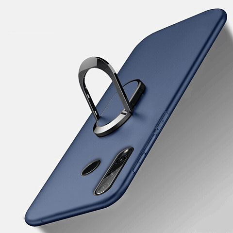 Custodia Silicone Ultra Sottile Morbida Cover con Magnetico Anello Supporto T01 per Huawei Honor 20E Blu