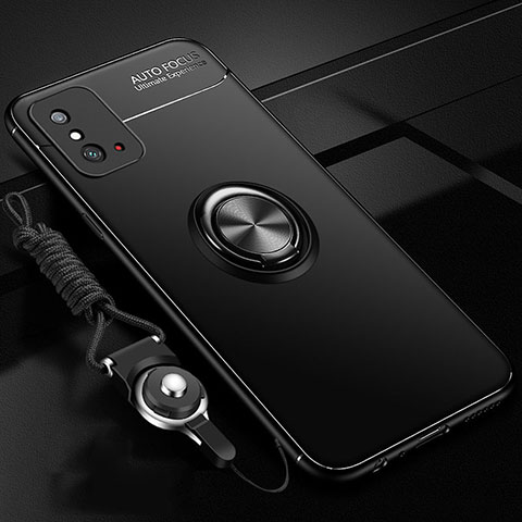 Custodia Silicone Ultra Sottile Morbida Cover con Magnetico Anello Supporto T01 per Huawei Honor X10 Max 5G Nero