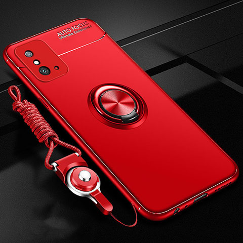 Custodia Silicone Ultra Sottile Morbida Cover con Magnetico Anello Supporto T01 per Huawei Honor X10 Max 5G Rosso