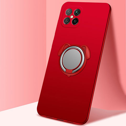 Custodia Silicone Ultra Sottile Morbida Cover con Magnetico Anello Supporto T01 per Huawei Nova 8 SE 5G Rosso