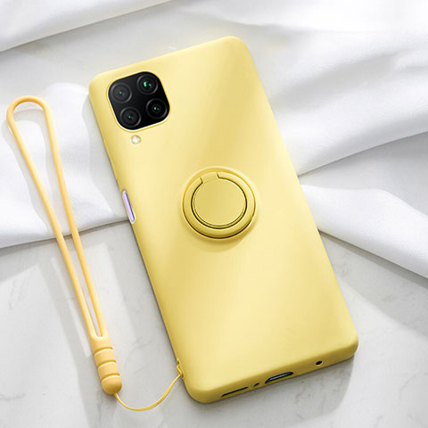 Custodia Silicone Ultra Sottile Morbida Cover con Magnetico Anello Supporto T01 per Huawei P40 Lite Giallo