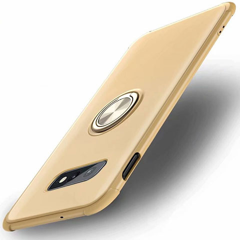 Custodia Silicone Ultra Sottile Morbida Cover con Magnetico Anello Supporto T01 per Samsung Galaxy S10e Oro
