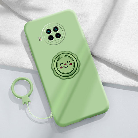 Custodia Silicone Ultra Sottile Morbida Cover con Magnetico Anello Supporto T01 per Xiaomi Mi 10i 5G Verde Pastello