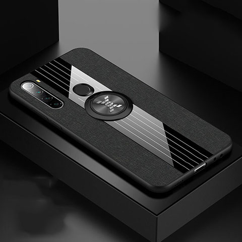 Custodia Silicone Ultra Sottile Morbida Cover con Magnetico Anello Supporto T01 per Xiaomi Redmi Note 8 (2021) Nero