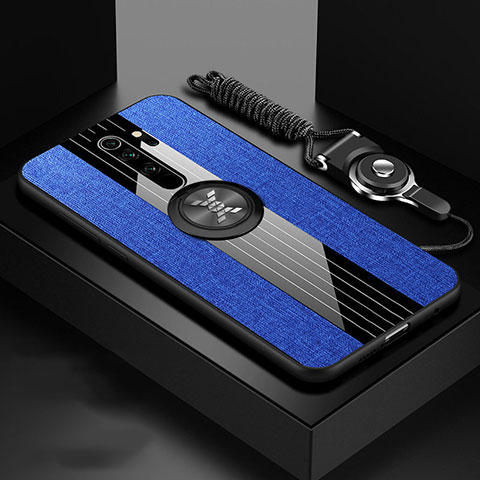 Custodia Silicone Ultra Sottile Morbida Cover con Magnetico Anello Supporto T01 per Xiaomi Redmi Note 8 Pro Blu