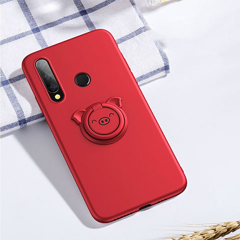 Custodia Silicone Ultra Sottile Morbida Cover con Magnetico Anello Supporto T02 per Huawei Honor 20 Lite Rosso