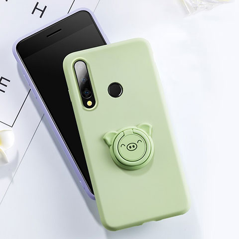 Custodia Silicone Ultra Sottile Morbida Cover con Magnetico Anello Supporto T02 per Huawei Honor 20 Lite Verde