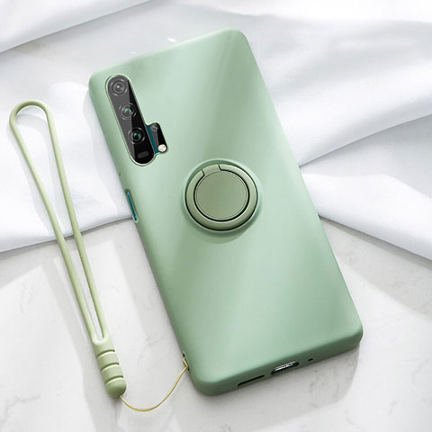 Custodia Silicone Ultra Sottile Morbida Cover con Magnetico Anello Supporto T02 per Huawei Honor 20 Pro Verde