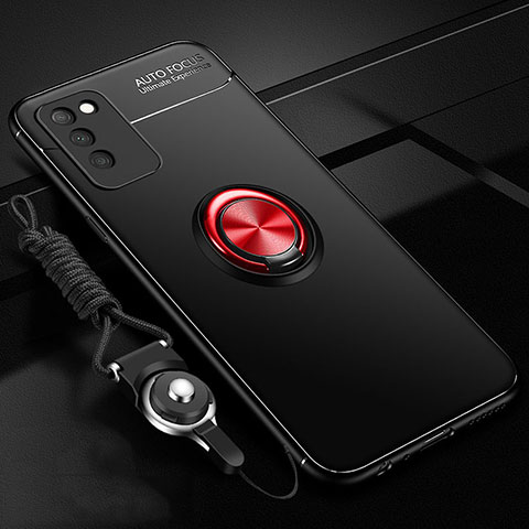 Custodia Silicone Ultra Sottile Morbida Cover con Magnetico Anello Supporto T02 per Huawei Honor 30 Lite 5G Rosso e Nero