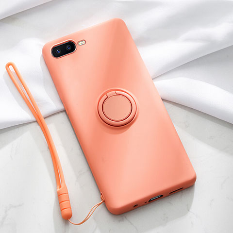 Custodia Silicone Ultra Sottile Morbida Cover con Magnetico Anello Supporto T02 per Oppo K1 Arancione