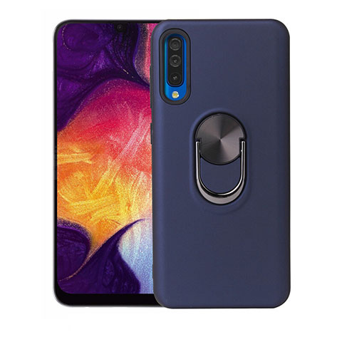 Custodia Silicone Ultra Sottile Morbida Cover con Magnetico Anello Supporto T02 per Samsung Galaxy A70 Blu