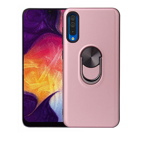 Custodia Silicone Ultra Sottile Morbida Cover con Magnetico Anello Supporto T02 per Samsung Galaxy A70 Oro Rosa