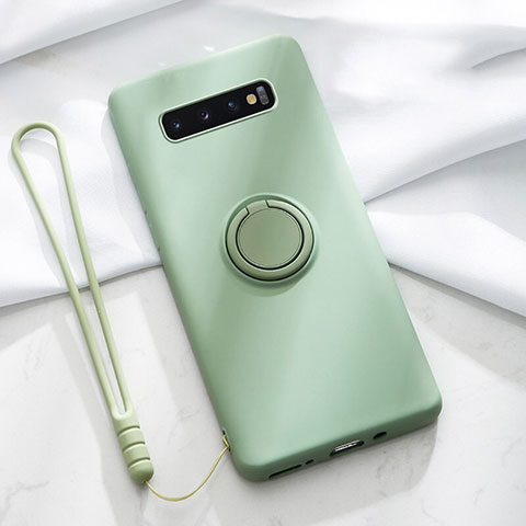 Custodia Silicone Ultra Sottile Morbida Cover con Magnetico Anello Supporto T02 per Samsung Galaxy S10 5G Verde