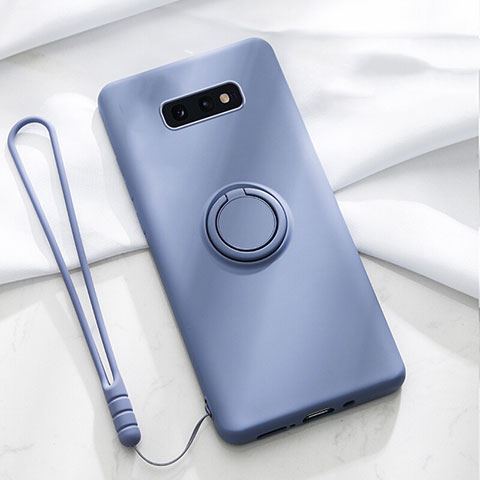 Custodia Silicone Ultra Sottile Morbida Cover con Magnetico Anello Supporto T02 per Samsung Galaxy S10e Viola