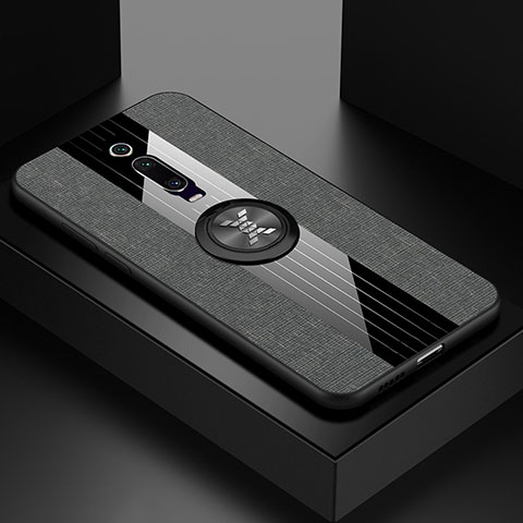 Custodia Silicone Ultra Sottile Morbida Cover con Magnetico Anello Supporto T02 per Xiaomi Redmi K20 Grigio Scuro