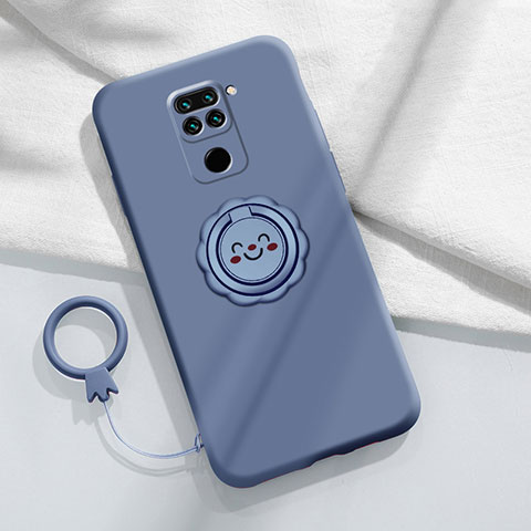 Custodia Silicone Ultra Sottile Morbida Cover con Magnetico Anello Supporto T02 per Xiaomi Redmi Note 9 Grigio