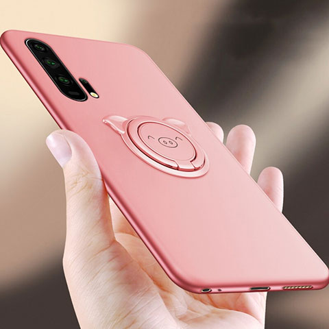 Custodia Silicone Ultra Sottile Morbida Cover con Magnetico Anello Supporto T03 per Huawei Honor 20 Pro Rosa