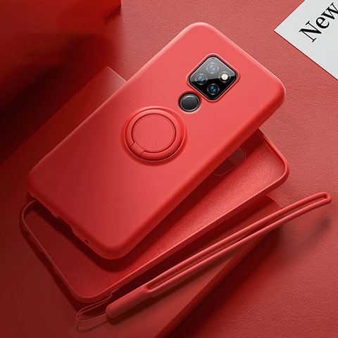 Custodia Silicone Ultra Sottile Morbida Cover con Magnetico Anello Supporto T03 per Huawei Mate 20 Rosso
