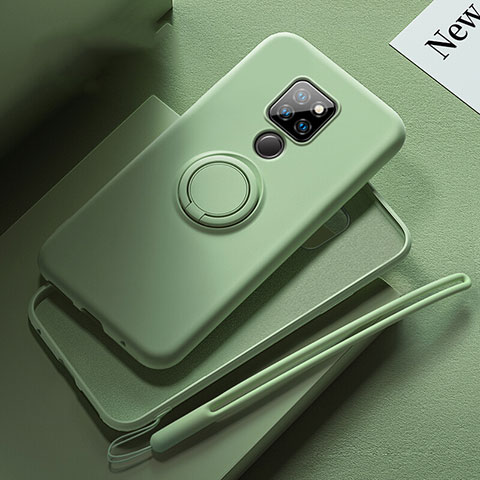 Custodia Silicone Ultra Sottile Morbida Cover con Magnetico Anello Supporto T03 per Huawei Mate 20 Verde