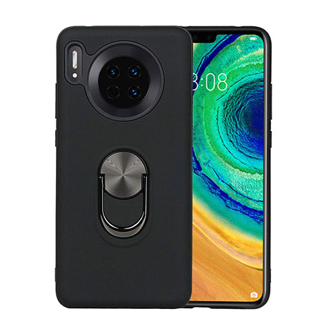 Custodia Silicone Ultra Sottile Morbida Cover con Magnetico Anello Supporto T03 per Huawei Mate 30 Pro 5G Nero