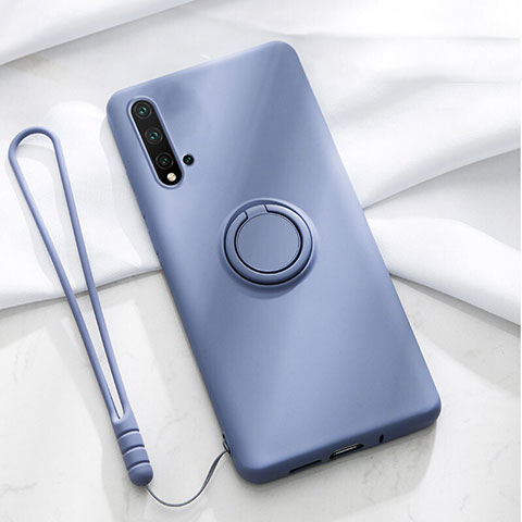 Custodia Silicone Ultra Sottile Morbida Cover con Magnetico Anello Supporto T03 per Huawei Nova 5 Pro Viola