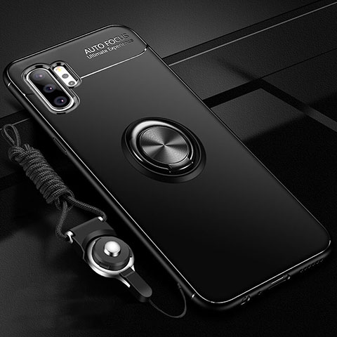 Custodia Silicone Ultra Sottile Morbida Cover con Magnetico Anello Supporto T03 per Samsung Galaxy Note 10 Plus 5G Nero