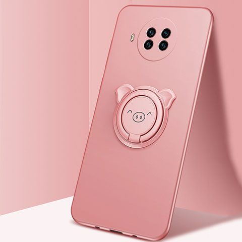 Custodia Silicone Ultra Sottile Morbida Cover con Magnetico Anello Supporto T03 per Xiaomi Mi 10i 5G Oro Rosa