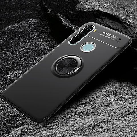 Custodia Silicone Ultra Sottile Morbida Cover con Magnetico Anello Supporto T04 per Xiaomi Redmi Note 8 Nero