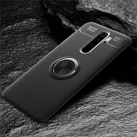 Custodia Silicone Ultra Sottile Morbida Cover con Magnetico Anello Supporto T04 per Xiaomi Redmi Note 8 Pro Nero