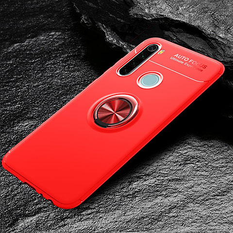 Custodia Silicone Ultra Sottile Morbida Cover con Magnetico Anello Supporto T04 per Xiaomi Redmi Note 8T Rosso