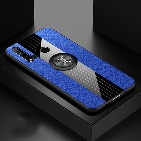 Custodia Silicone Ultra Sottile Morbida Cover con Magnetico Anello Supporto T05 per Huawei Nova 5i Blu