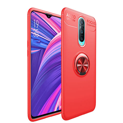 Custodia Silicone Ultra Sottile Morbida Cover con Magnetico Anello Supporto T05 per Oppo RX17 Pro Rosso