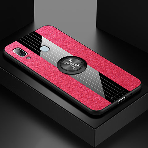 Custodia Silicone Ultra Sottile Morbida Cover con Magnetico Anello Supporto X01L per Samsung Galaxy A30 Rosso
