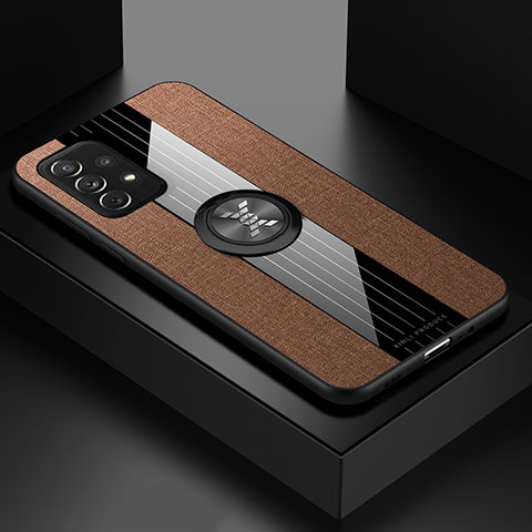 Custodia Silicone Ultra Sottile Morbida Cover con Magnetico Anello Supporto X01L per Samsung Galaxy A72 4G Marrone