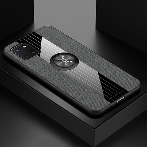 Custodia Silicone Ultra Sottile Morbida Cover con Magnetico Anello Supporto X01L per Samsung Galaxy Note 10 Lite Grigio