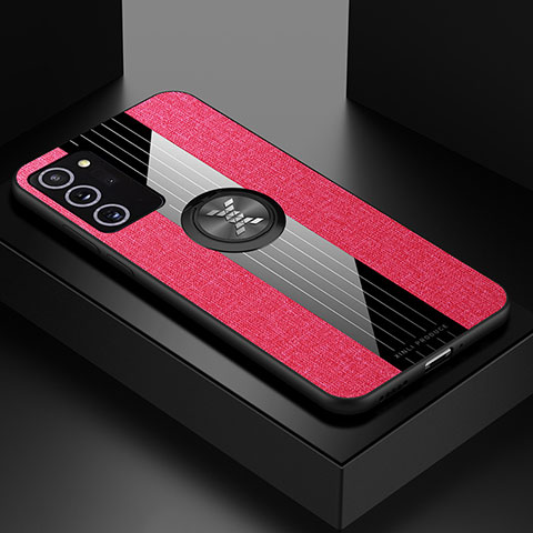 Custodia Silicone Ultra Sottile Morbida Cover con Magnetico Anello Supporto X01L per Samsung Galaxy Note 20 5G Rosso