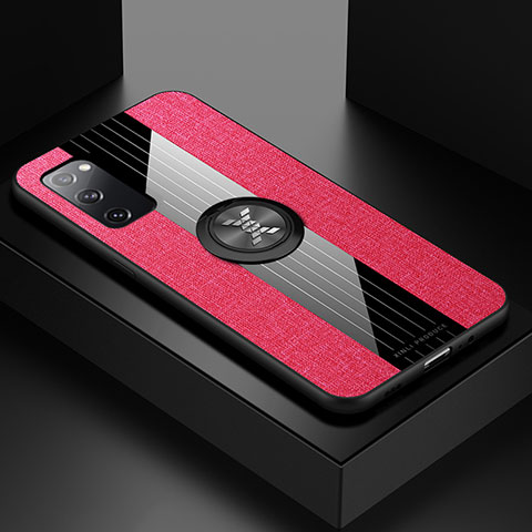 Custodia Silicone Ultra Sottile Morbida Cover con Magnetico Anello Supporto X01L per Samsung Galaxy S20 FE 5G Rosso