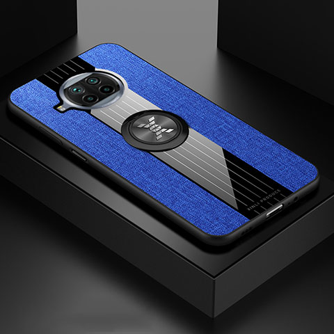 Custodia Silicone Ultra Sottile Morbida Cover con Magnetico Anello Supporto X01L per Xiaomi Mi 10i 5G Blu