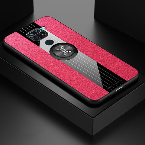 Custodia Silicone Ultra Sottile Morbida Cover con Magnetico Anello Supporto X01L per Xiaomi Redmi 10X 4G Rosso