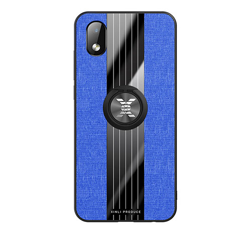 Custodia Silicone Ultra Sottile Morbida Cover con Magnetico Anello Supporto X02L per Samsung Galaxy A01 Core Blu