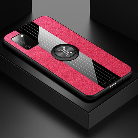 Custodia Silicone Ultra Sottile Morbida Cover con Magnetico Anello Supporto X02L per Samsung Galaxy A03s Rosso