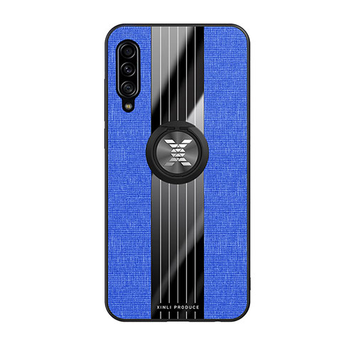 Custodia Silicone Ultra Sottile Morbida Cover con Magnetico Anello Supporto X02L per Samsung Galaxy A90 5G Blu