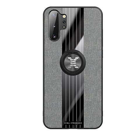 Custodia Silicone Ultra Sottile Morbida Cover con Magnetico Anello Supporto X02L per Samsung Galaxy Note 10 Plus 5G Grigio